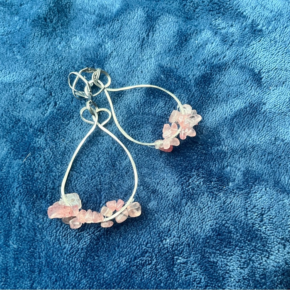 Elegant Silver Rose Quartz Earrings